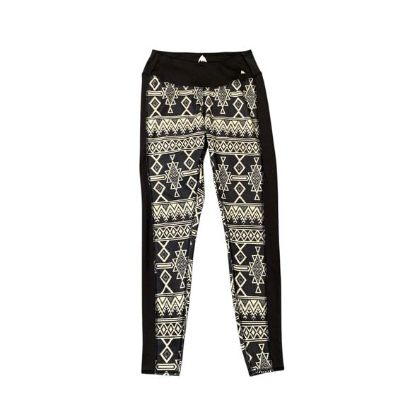 Burton Leggings Womens S Small Black Cream White Plasma DryRide Mid Rise Stretch - Picture 1 of 12